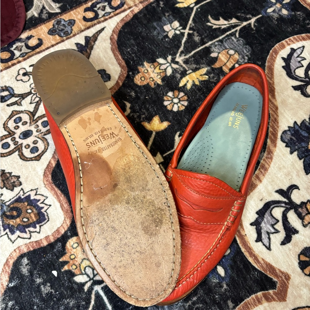 Weejuns Women's Vibrant Orange Leather Loafers - Picture 3 of 6